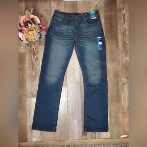 NWT George Dark Wash Stretch Bootcut Men's Jeans Size 34x34 Blue
